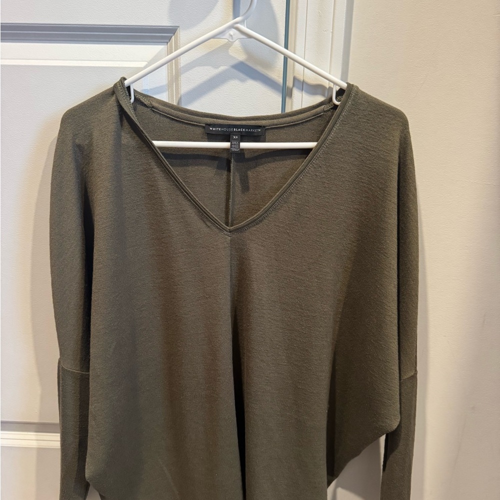 White House Black Market Olive Long Sleeve Top